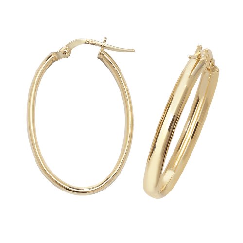 9ct Gold Tube Oval Hoops 