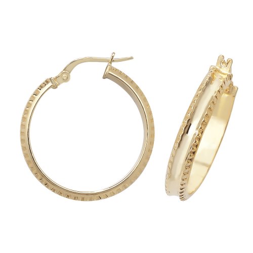 9ct Gold Diamond Cut Millgrain Hoops ER960-