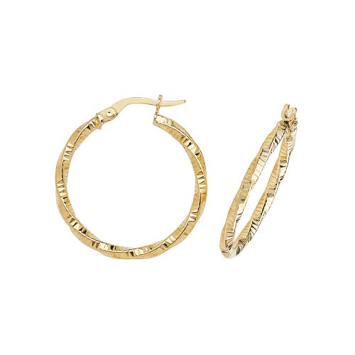9ct Gold Diamond Cut Twisted Hoops ER963-