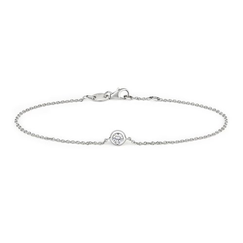 Diamond Single Rubover Bracelet In 18ct White Gold 