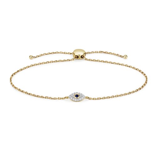 Diamond Evil Eye Pull Style Bracelet In 9ct Gold 