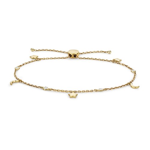 Diamond Star & Moon Pull Style Bracelet In 9ct Gold 