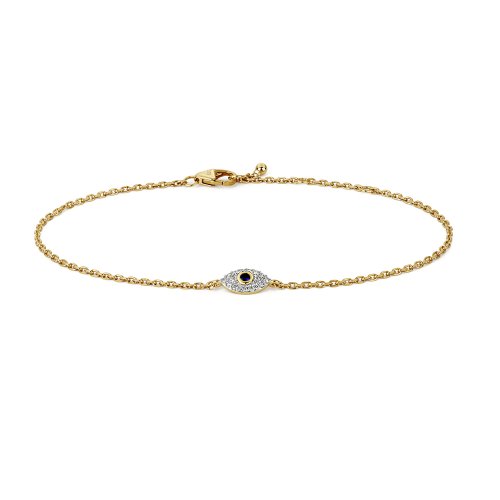 Diamond Evil Eye Bracelet In 9ct Gold 