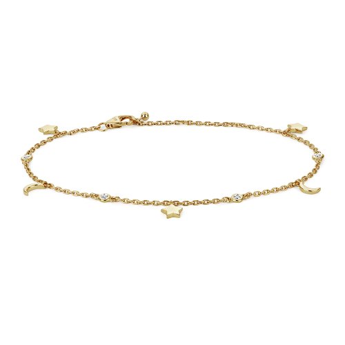 Diamond Star & Moon Bracelet In 9ct Gold 