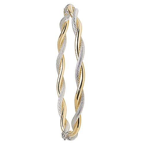 9ct Gold 2 Tone Entwined Hinged Bangle 
