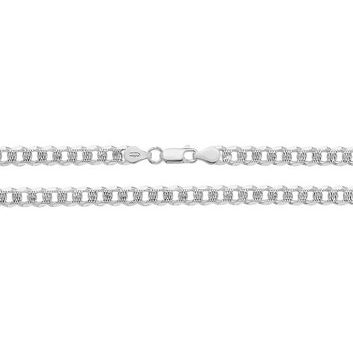 Silver Curb Pave Chain 