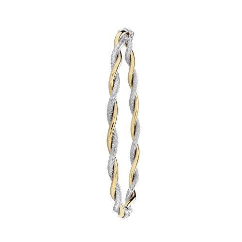 9ct Gold 2 Tone Entwined Hinged Bangle 