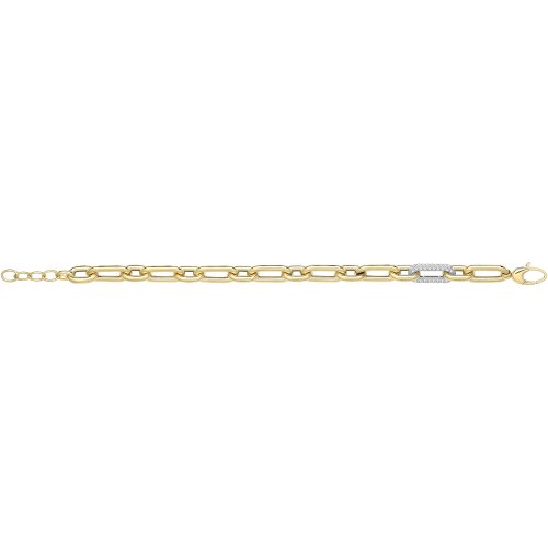9ct Yel Gold Hollow Bracelet With Cz Link 