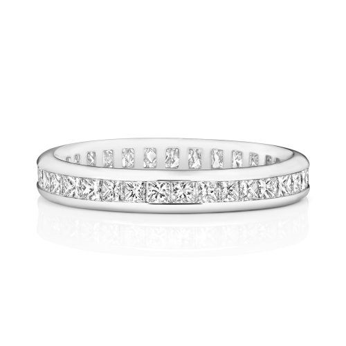 Diamond Channel Set Princess Cut Full Eternity Ring In Platinum 