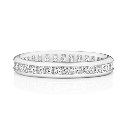 Diamond Channel Set Princess Cut Full Eternity Ring In 18ct Gold 