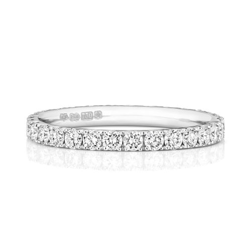 Diamond Cut Down Set Half Eternity Ring In 18ct White Gold 
