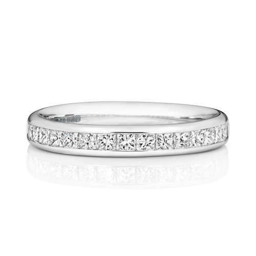 Diamond Channel Set Princess Cut Half Eternity Ring In Platinum 