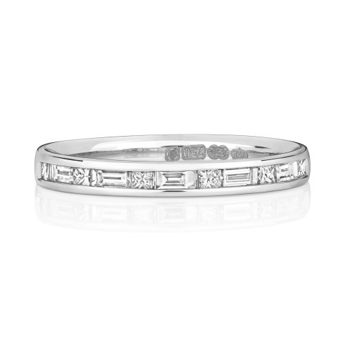 Diamond Channel Set Baguette And Princess Cut Eternity Ring In 18ct White Gold 