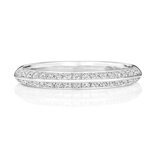 Diamond Pave Set Knife Edge Half Eternity Ring In 18ct White Gold 