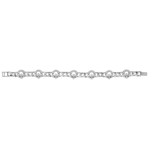 Silver Cast Cz Claddagh Bacelet 