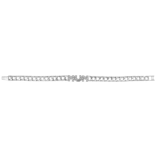 Silver Cast Cz Mum Bacelet 