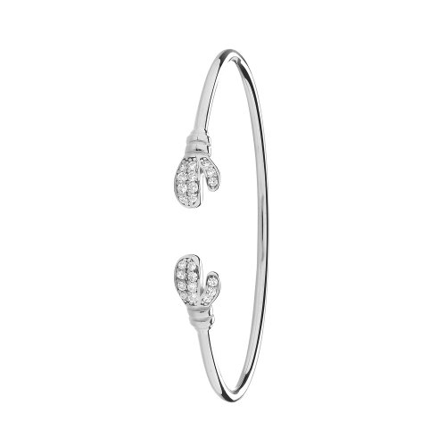 Silver Maidens' Cz Boxing Glove Torc Bangle 