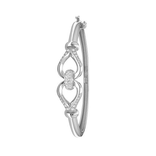 Silver Babies' Bow Knot Cz Hinged Bangle 