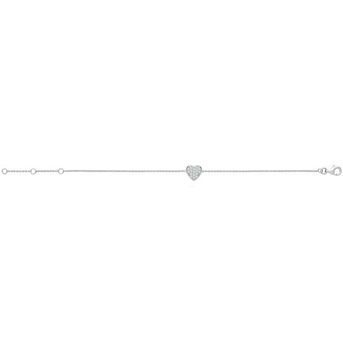 Silver Cz Heart Bracelet 