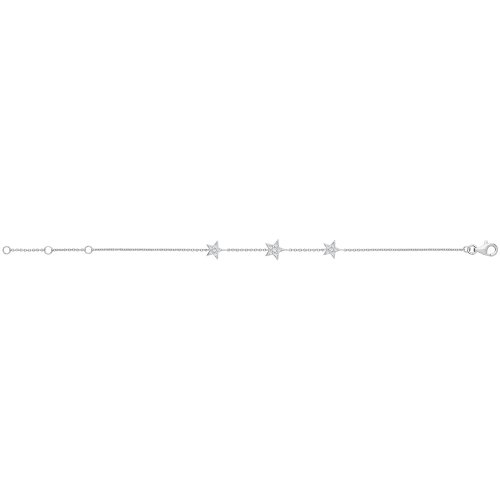 Silver Cz Triple Star Bracelet 