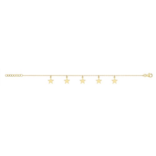 Silver Yellow Gold Plated Star Charms Bracelet 