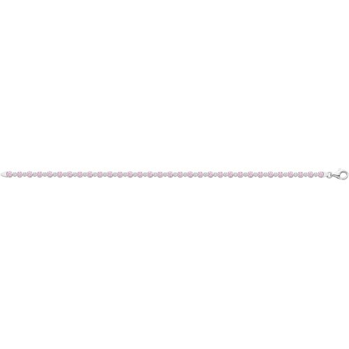 Silver Pink Cz Tennis Bracelet 