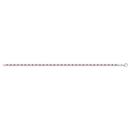 Silver Red Cz Tennis Bracelet 