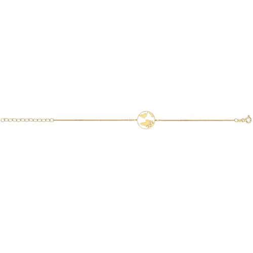 Silver Yellow Gold Plated Globe Bracelet 
