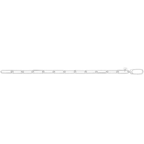 Silver Rhodium Plated Paperclip Link Bracelet 
