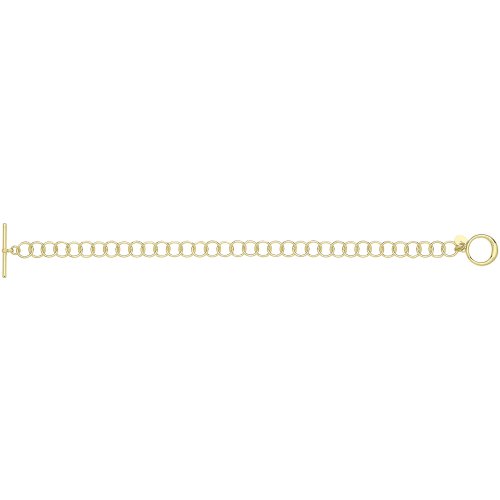 Silver Yellow Gold Plated T-bar Circle Link Bracelet 