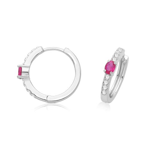 Silver Rhodium Plated Cz Hinged Earrings 