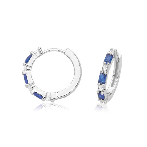 Silver Rhodium Plated Cz Hinged Earrings 