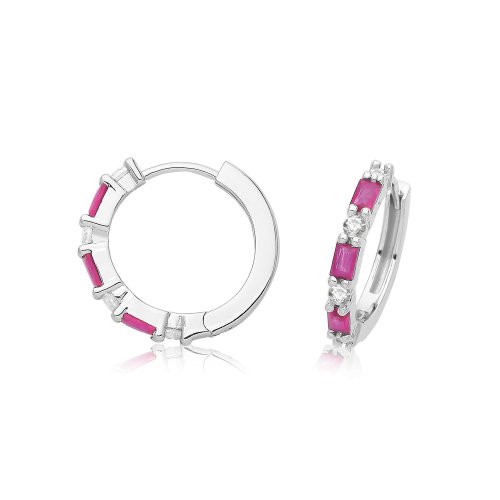 Silver Rhodium Plated Cz Hinged Earrings 