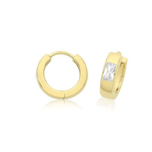 Silver Gold Plated Cz Set Hoop Earrings 