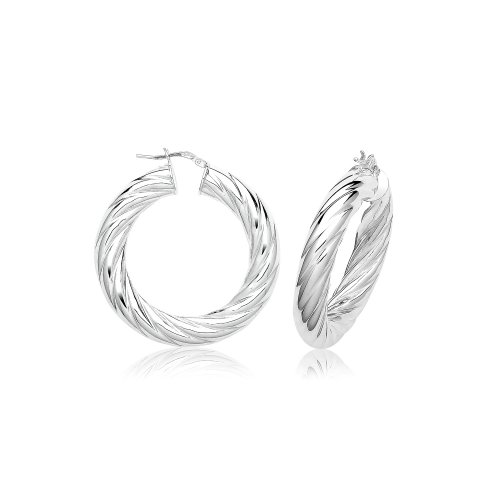 Silver 8mm Twisted Hoop Earrings G51322-