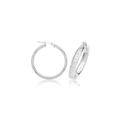Silver  Greek Design Hoop Earrings G51320-