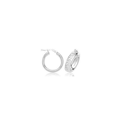 Silver  Greek Design Hoop Earrings G51320-