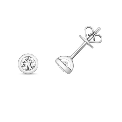 Diamond Rubover Studs In 18ct White Gold 