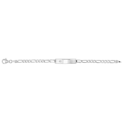 Silver Babies' Figaro Cz Set Id Bracelet 