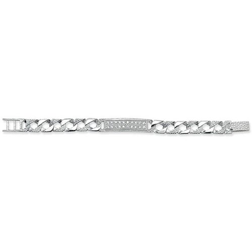 Silver Babies' Cast Cz Id Bracelet 