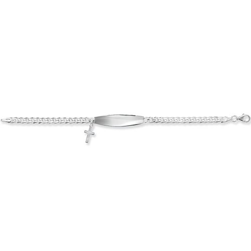 Silver Babies' Cross Charm Id Bracelet 