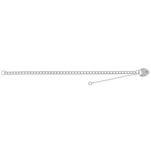 Silver Heart Padlock Charm Bracelet 