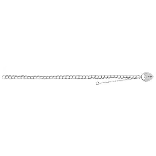 Silver Charm Bracelet With Heart Padlock 
