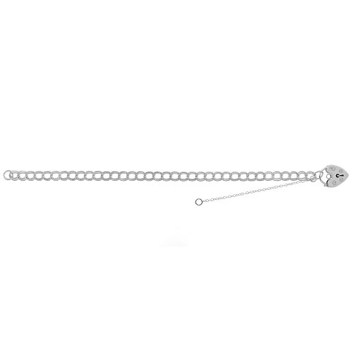 Silver Heart Padlock Charm Bracelet 