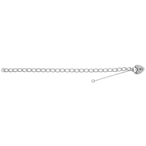 Silver Heart Padlock Charm Bracelet 