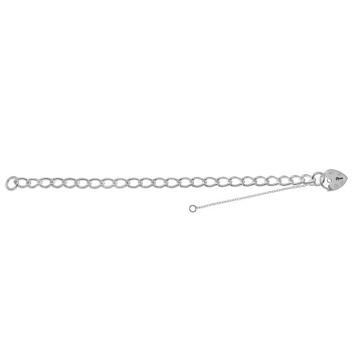 Silver Heart Padlock Charm Bracelet 