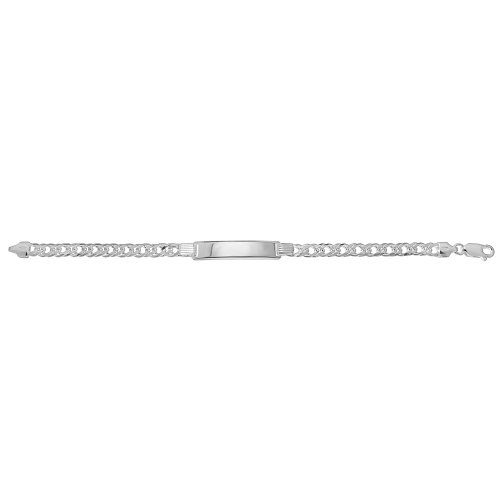 Silver Double Curb Id Bracelet 