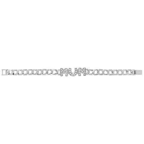 Silver Cz Mum Bracelet 
