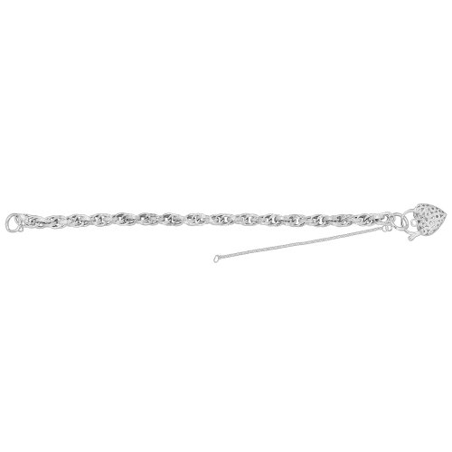 Silver Victorian Heart Padlock Charm Bracelet 