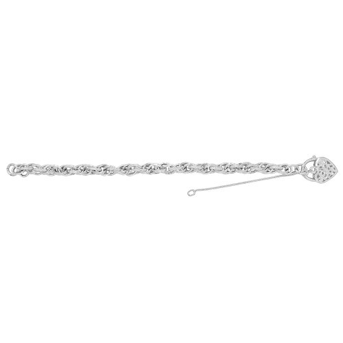 Silver Victorian Heart Padlock Charm Bracelet 